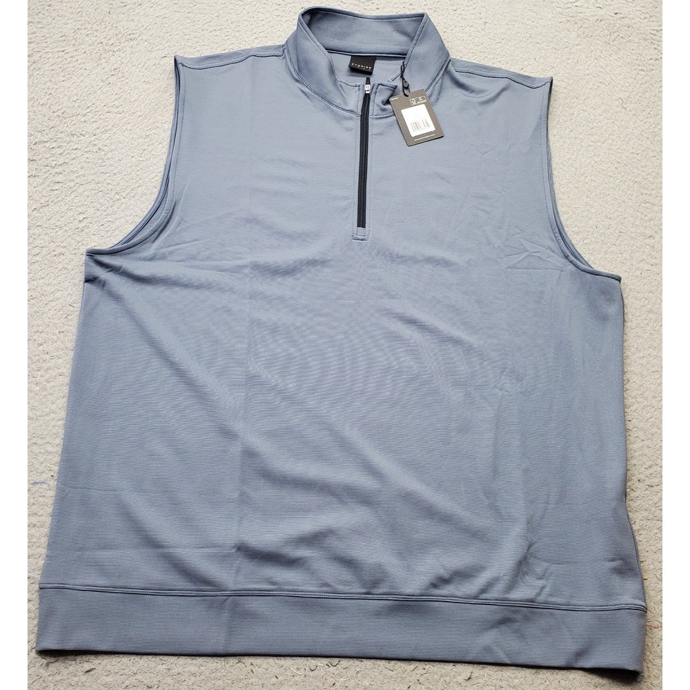 Dunning Golf 1/4 Zip Vest Mens XXL Blue Striped Performance Stretch D7S23V979